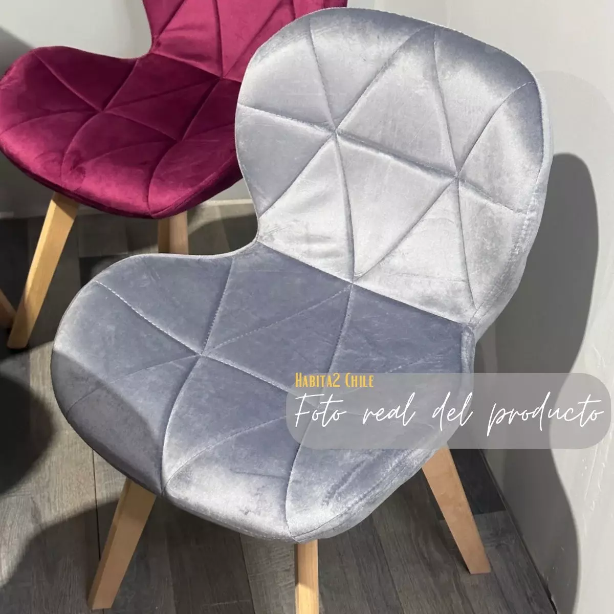 SILLA VELVET DE COMEDOR ASIENTO AVIADOR FELPA BASE MADERA-2