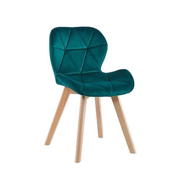 SILLA VELVET DE COMEDOR ASIENTO AVIADOR FELPA BASE MADERA-0