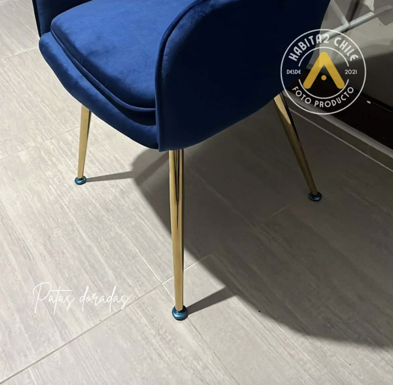 POLTRONAS DIAMANTE LUX TERCIOPELO PATAS DORADAS - 2 UNIDADES-3