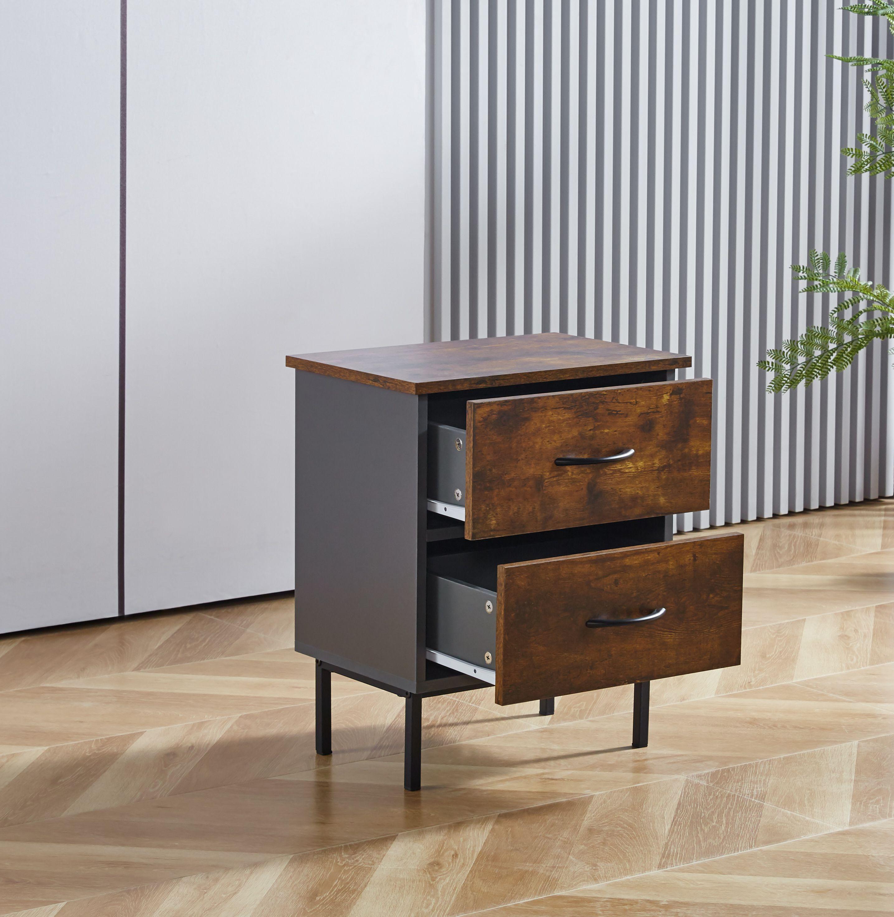 VELADOR VINTAGE DISEÑO RUSTICO METALICO CUBIERTA MDF - 2 CAJONES-2