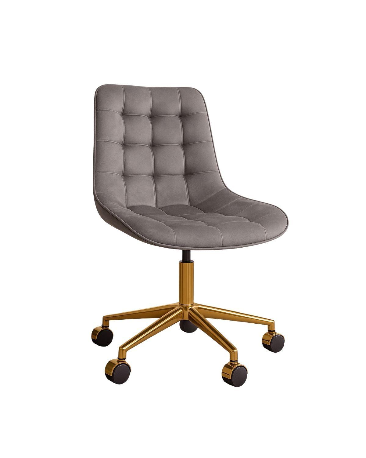 SILLA DE ESCRITORIO CON BASE DORADA ERGONÓMICA TAPIZADA EN FELPA ROMA -0