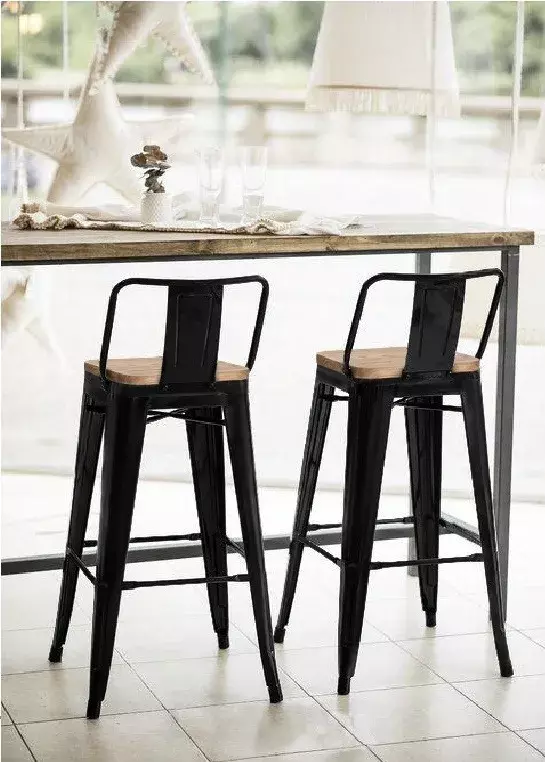 TABURETE O PISO TOLIX CON ASIENTO DE MADERA 66CM-2