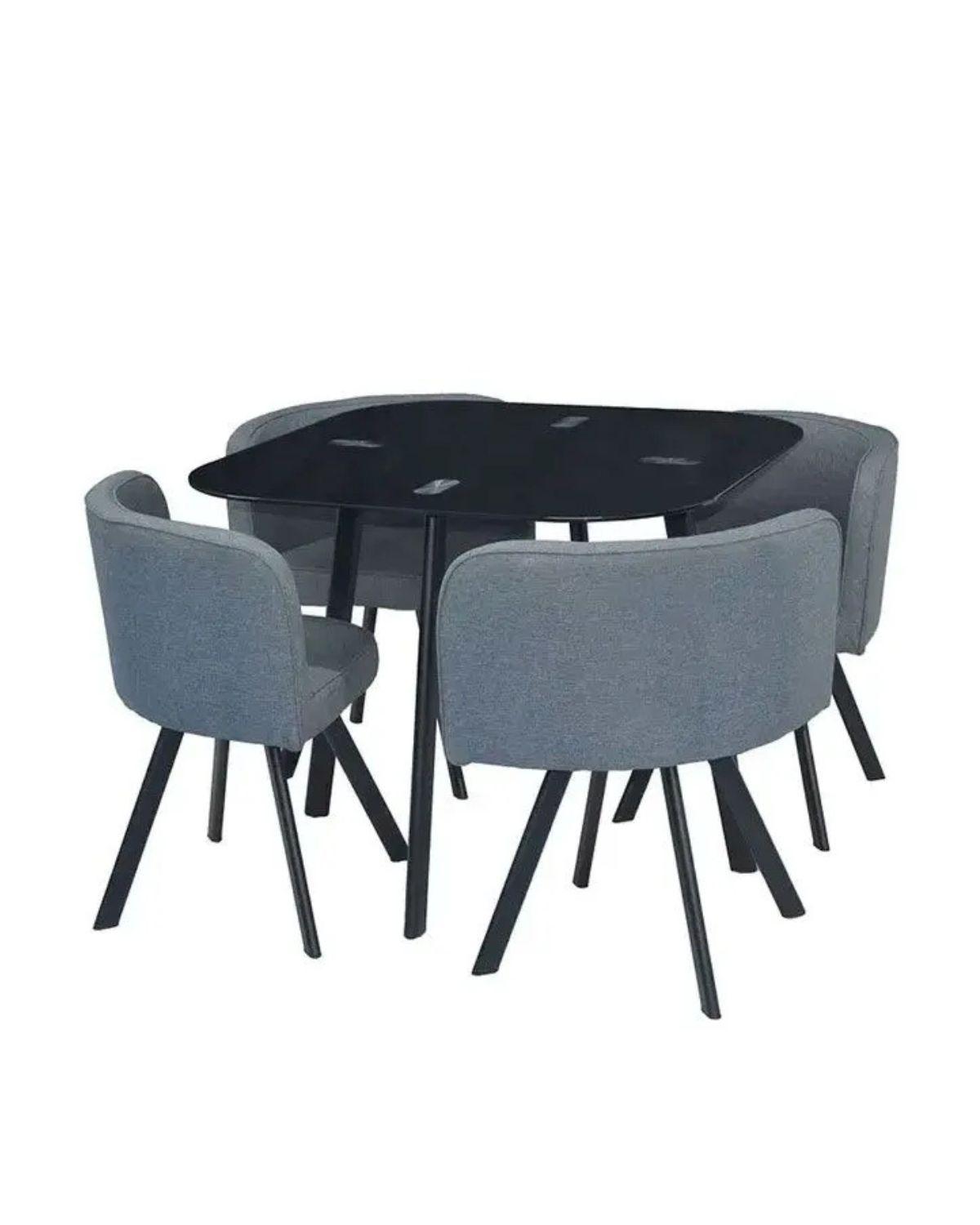 COMEDOR 4 PUESTOS MODERNO MAJO - GRIS/NEGRO-0