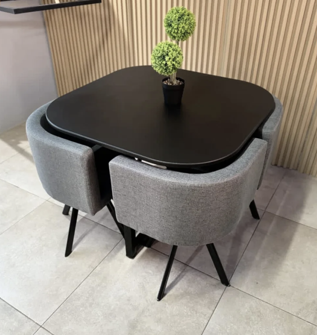 COMEDOR 4 PUESTOS MODERNO MAJO - GRIS/NEGRO-1
