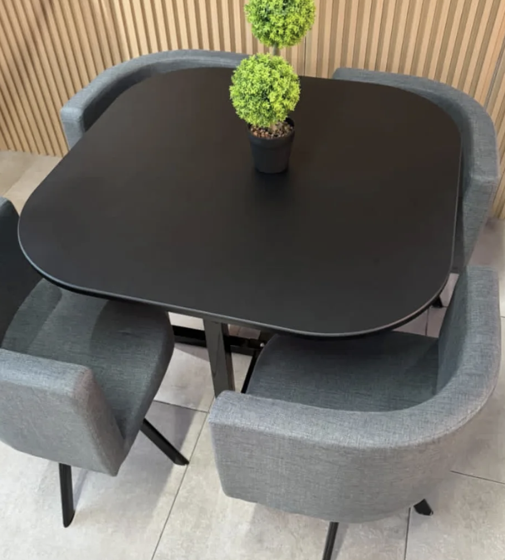 COMEDOR 4 PUESTOS MODERNO MAJO - GRIS/NEGRO-4