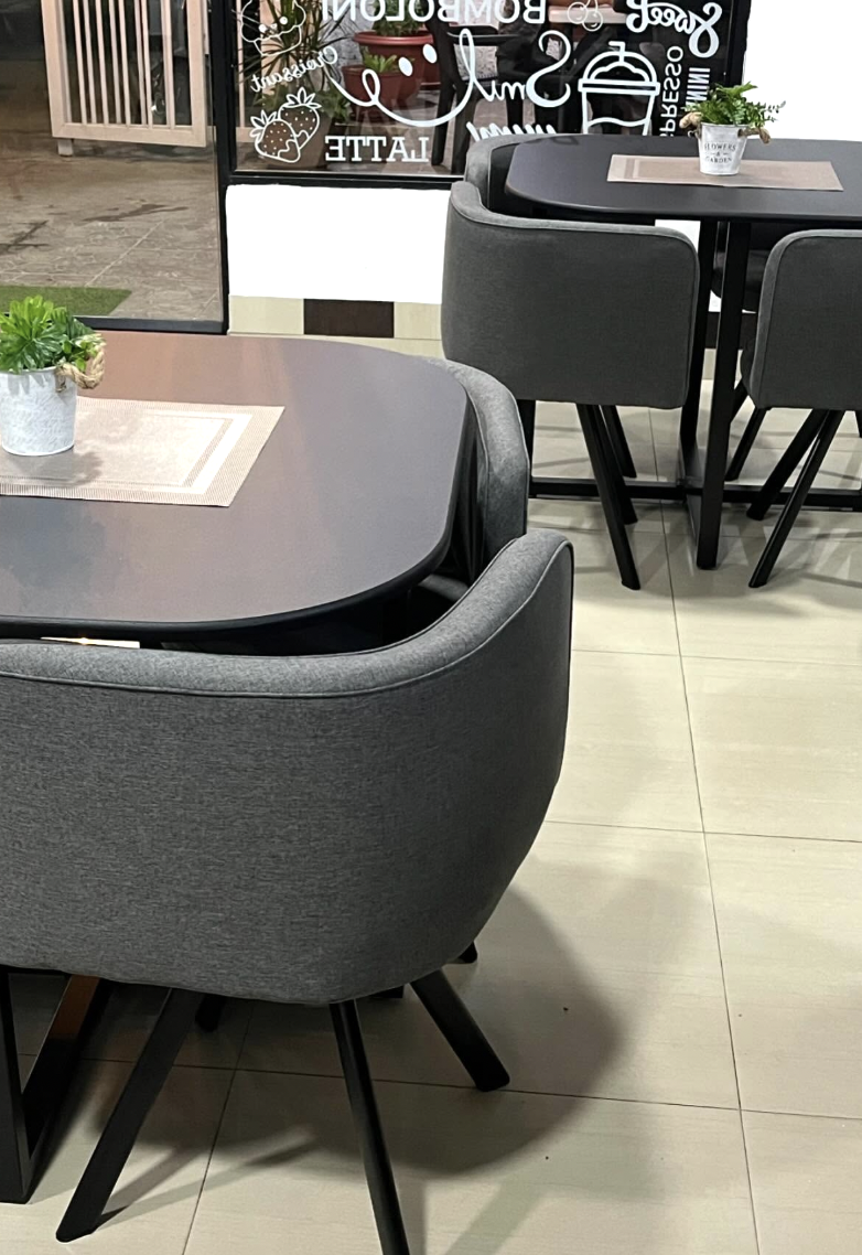 COMEDOR 4 PUESTOS MODERNO MAJO - GRIS/NEGRO-6