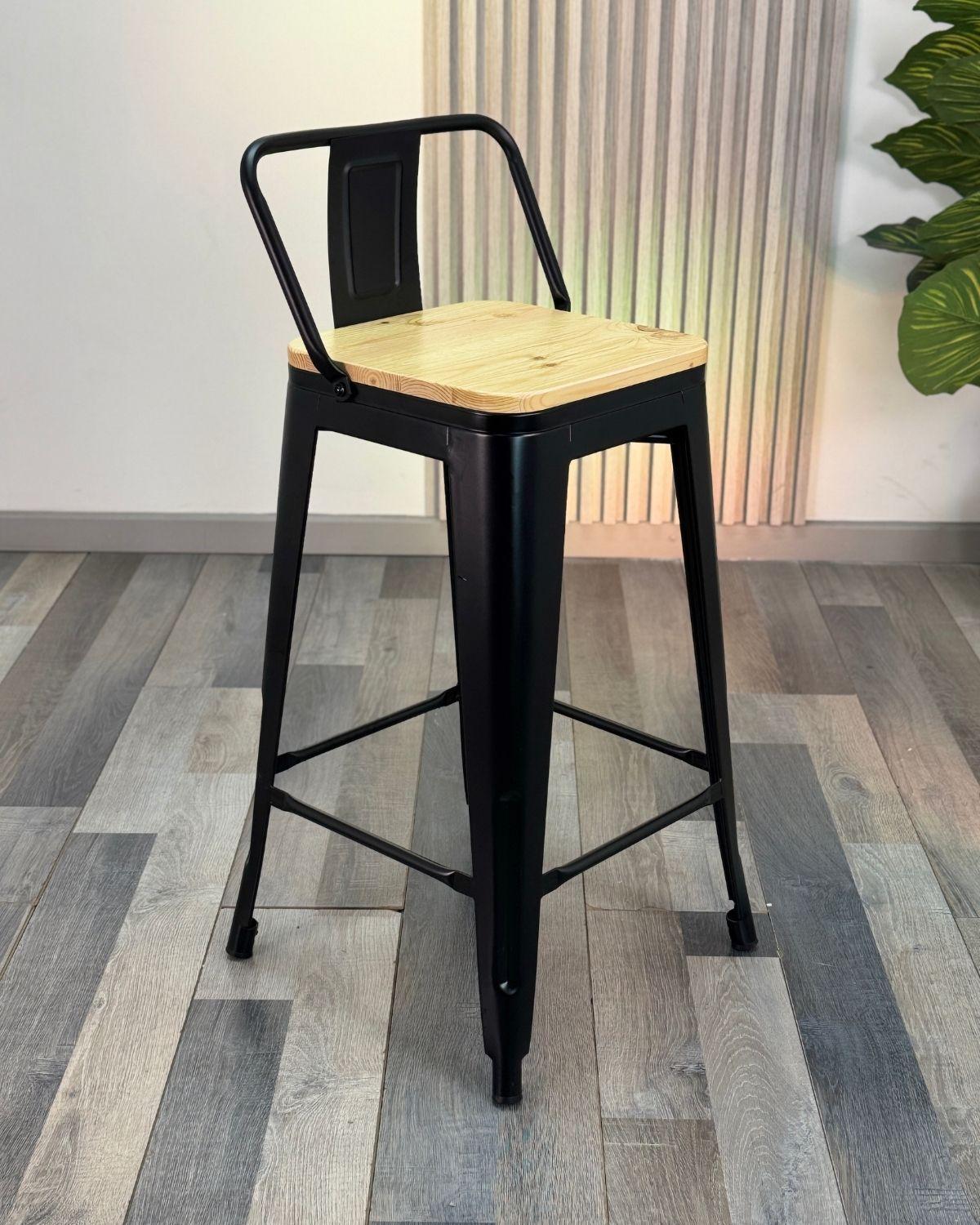 Set de Bar 2 Puestos Black Tolix 65 cm Wood-2