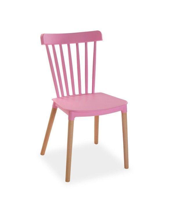 SILLA WINDSOR DE POLIPROPILENO PARA COMEDOR CON PATAS DE MADERA-0