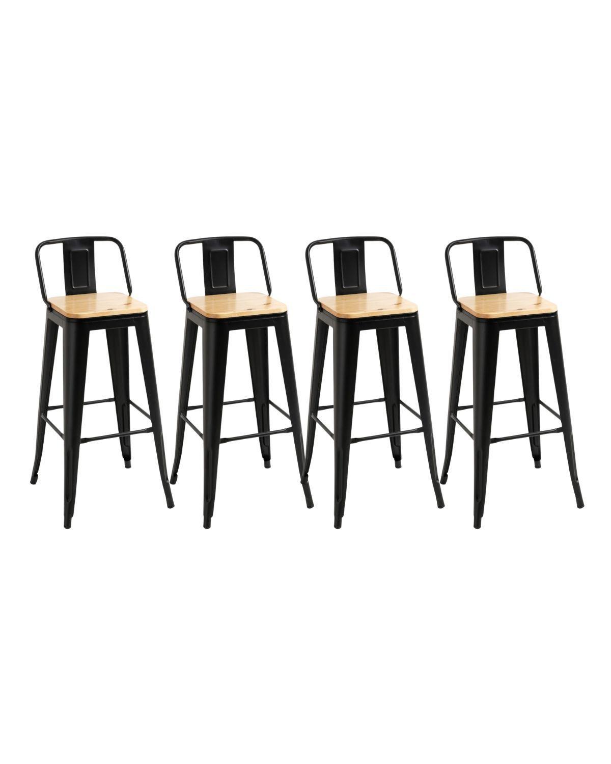 PACK 4 TABURETES O PISOS TOLIX CON ASIENTO DE MADERA 66CM-0