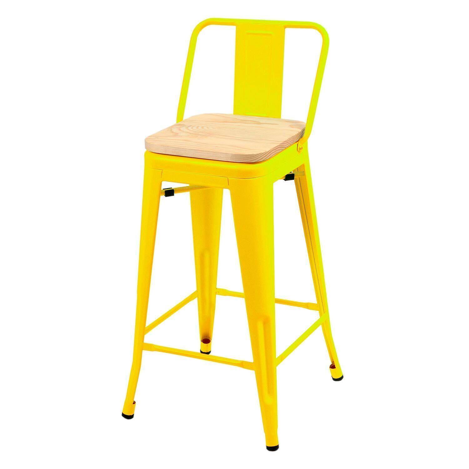 PACK 4 TABURETES O PISOS TOLIX CON ASIENTO DE MADERA 66CM-0
