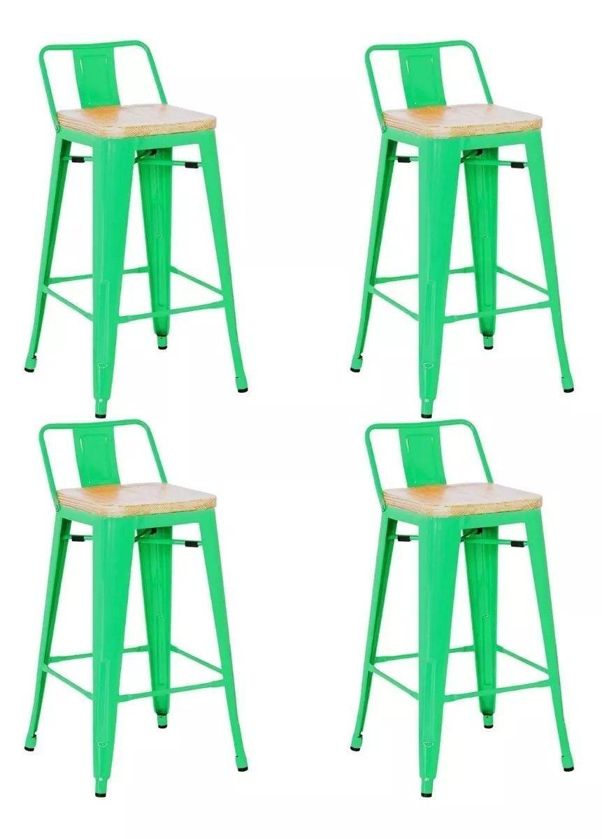 PACK 4 TABURETES O PISOS TOLIX CON ASIENTO DE MADERA 66CM-0