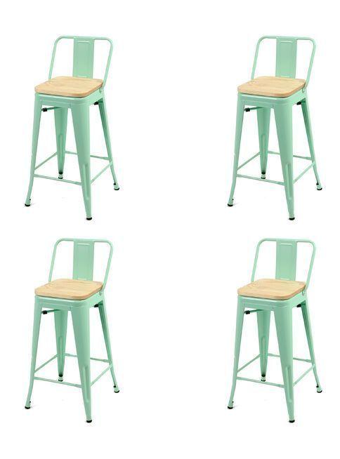 PACK 4 TABURETES O PISOS TOLIX CON ASIENTO DE MADERA 66CM-0