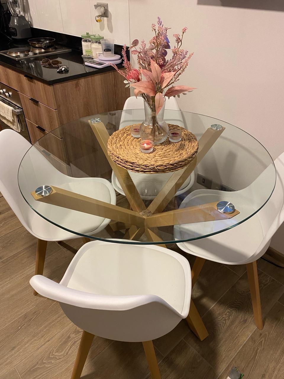 COMEDOR CROSS REDONDO DE VIDRIO 100 CM - 4 PUESTOS-3