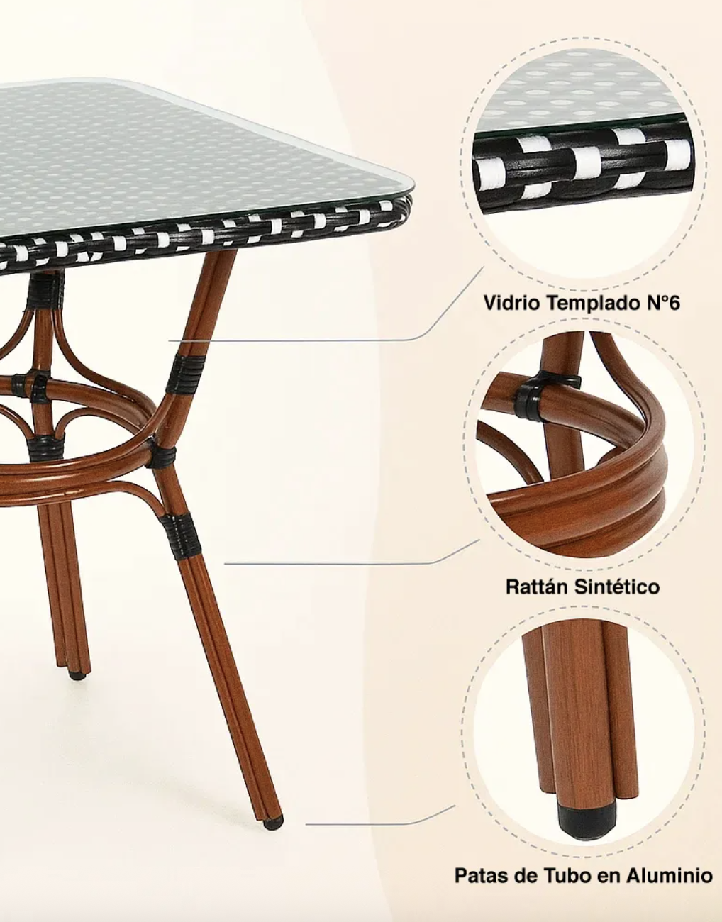 MESA 70X70 PARIS EXTERIOR CON VIDRIO RESTAURANT -4