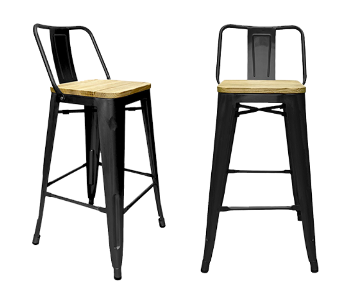 PACK 2 TABURETES O PISOS TOLIX CON ASIENTO DE MADERA 66CM-5