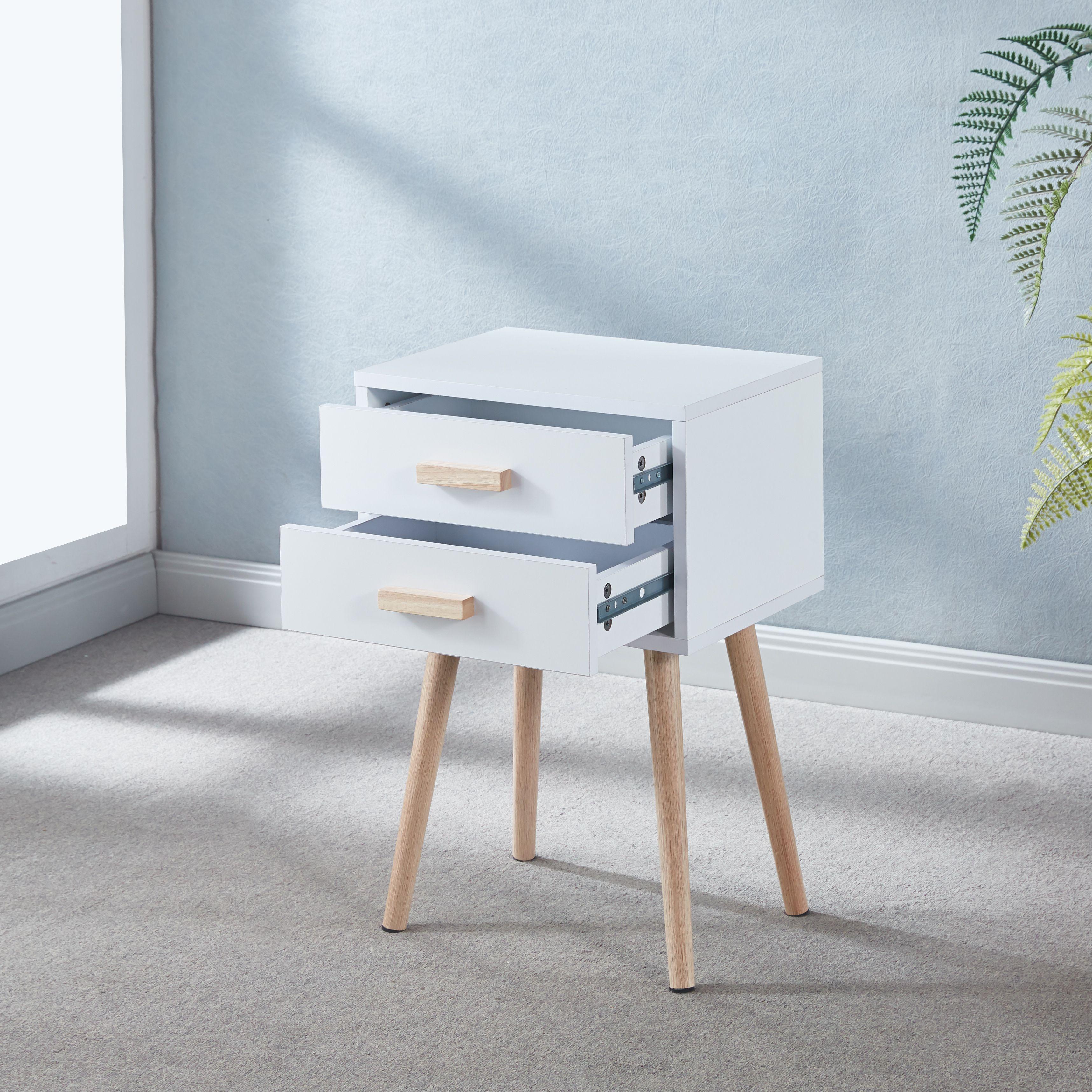 VELADOR MINIMALISTA EAMES TWIN BLANCO DOBLE CAJON - MESA DE NOCHE-2