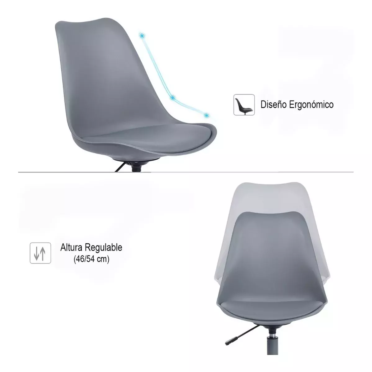 SILLA DE ESCRITORIO ERGONOMICA TULIP GIRATORIA CON ASIENTO ECOCUERO-2
