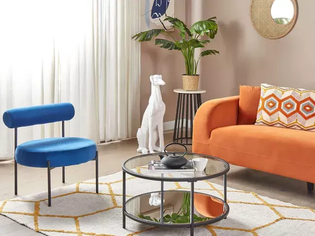 MESA DE CENTRO REDONDA VIDRIO METALICA NEGRA-3