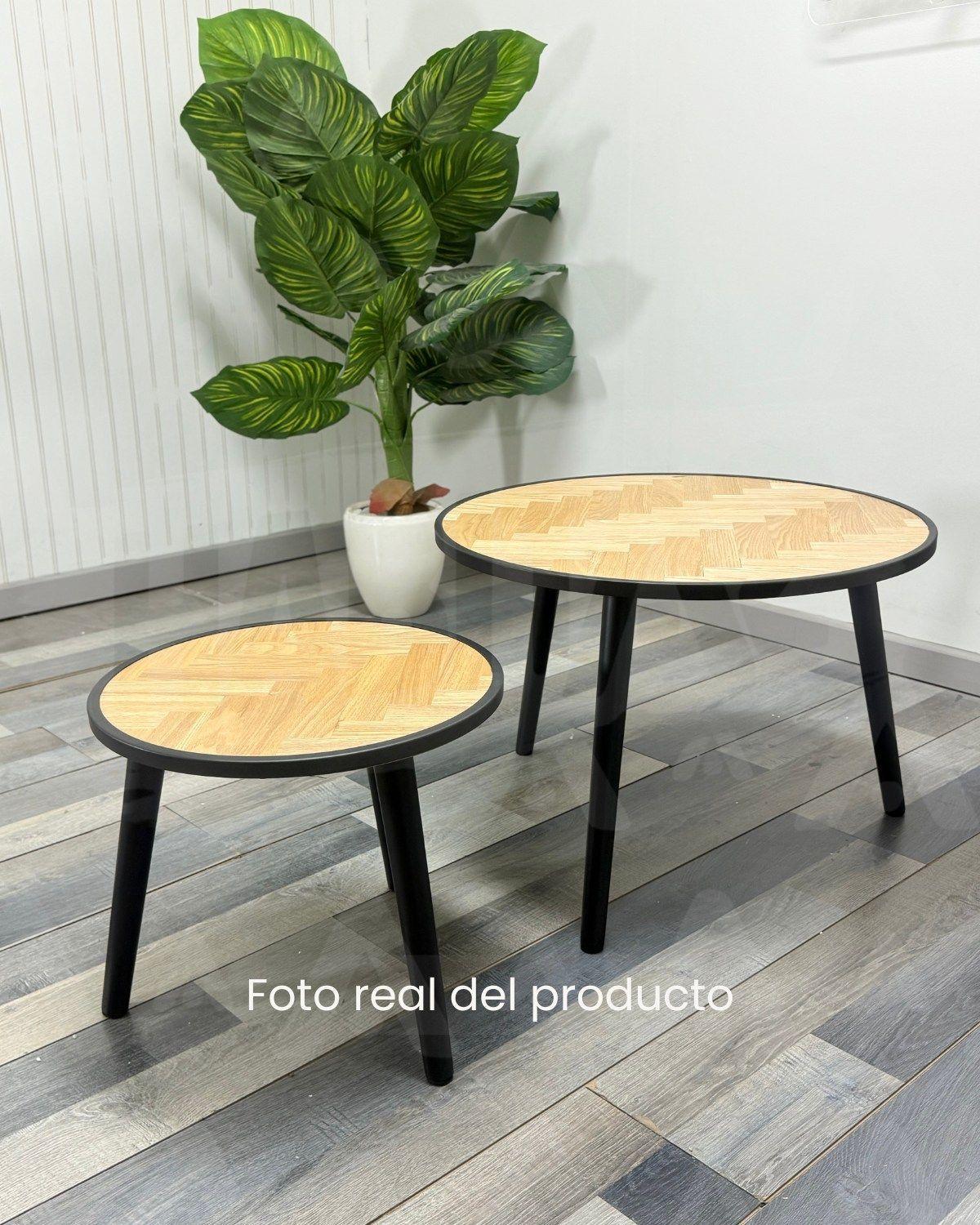 SET 2 MESAS DE CENTRO REDONDAS BERENICE ELEGANTE DISEÑO-5