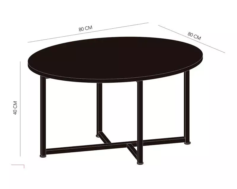 Mesa de Centro Natural 80cm Redonda -3