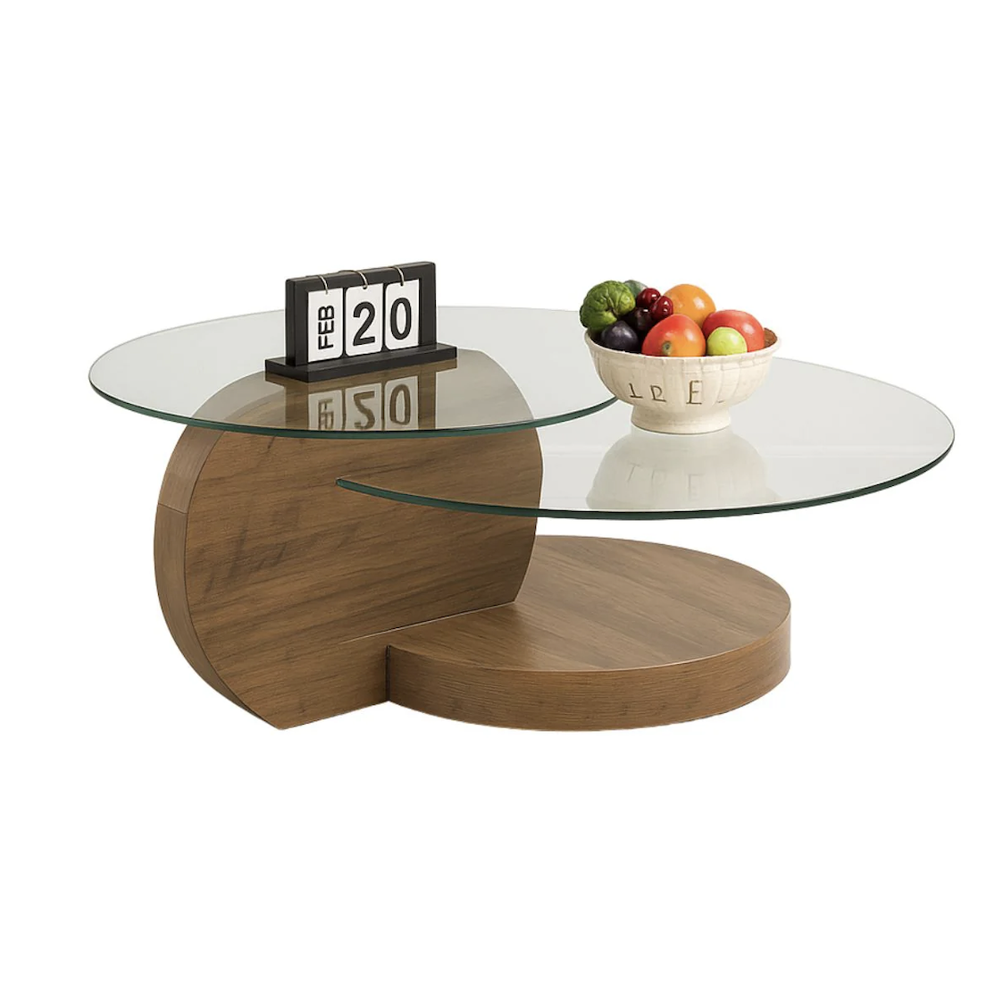 MESA DE CENTRO 70CM MODERNO VIDRIO REDONDO 3 NIVELES GLASSY-0