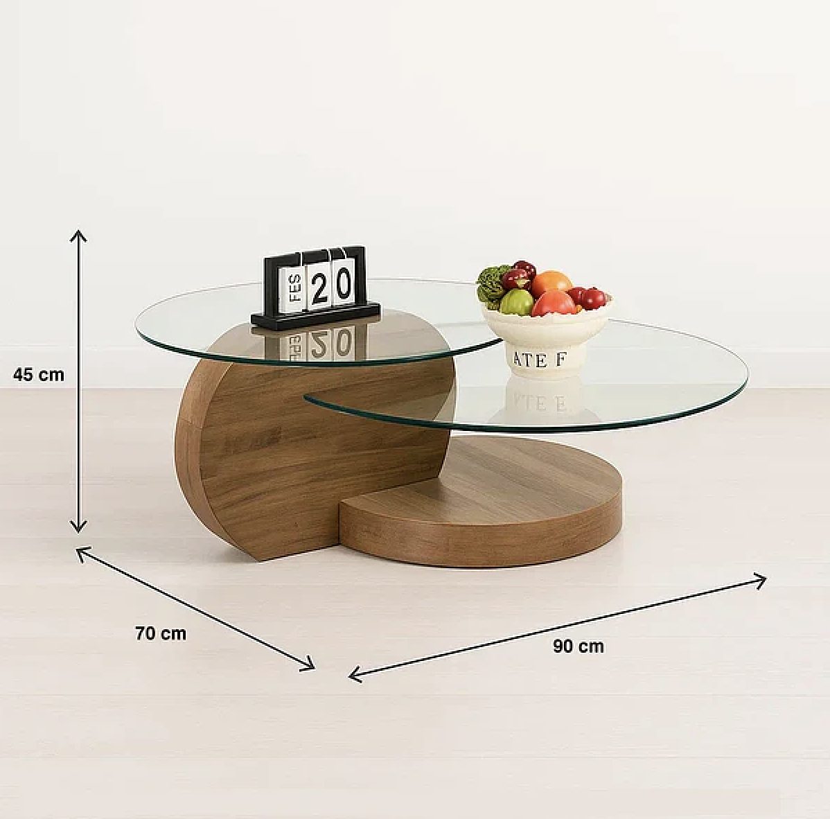 MESA DE CENTRO 70CM MODERNO VIDRIO REDONDO 3 NIVELES GLASSY-1