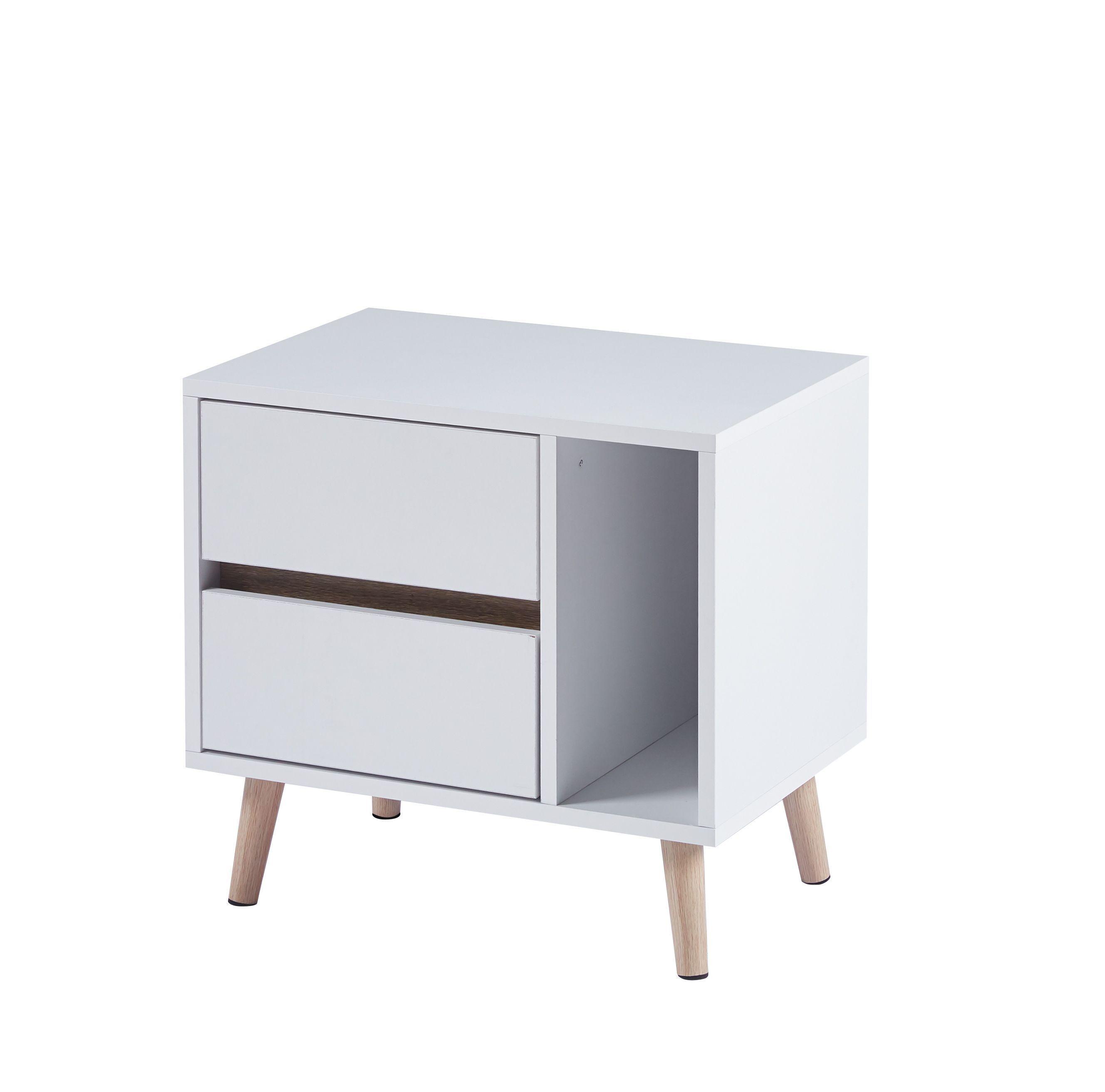 PACK 2 VELADORES PARA DORMITORIO SQUARE 2 CAJONES - BLANCO-2