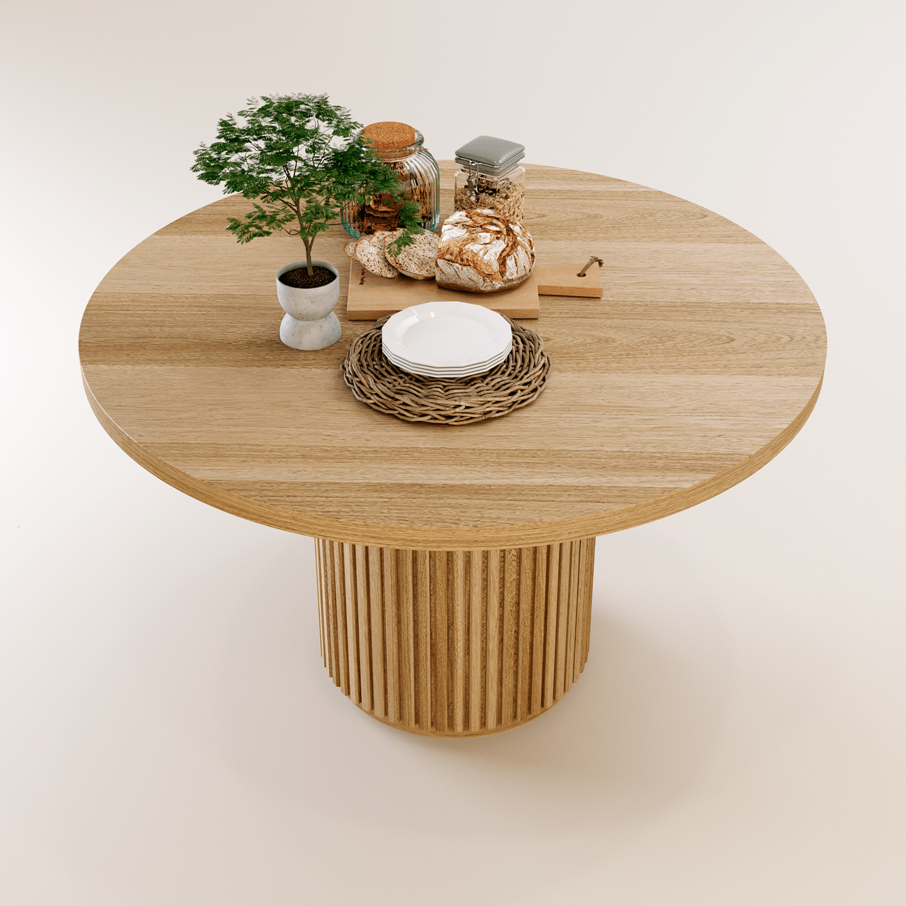 MESA REDONDA RAWI 130CM MADERA NATURAL ALTA CALIDAD-3