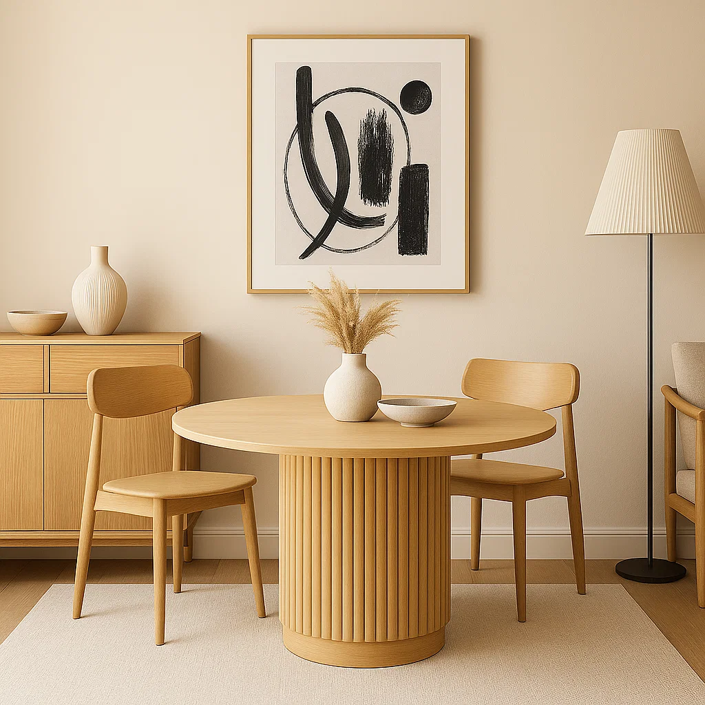 MESA REDONDA RAWI 130CM MADERA NATURAL ALTA CALIDAD-5