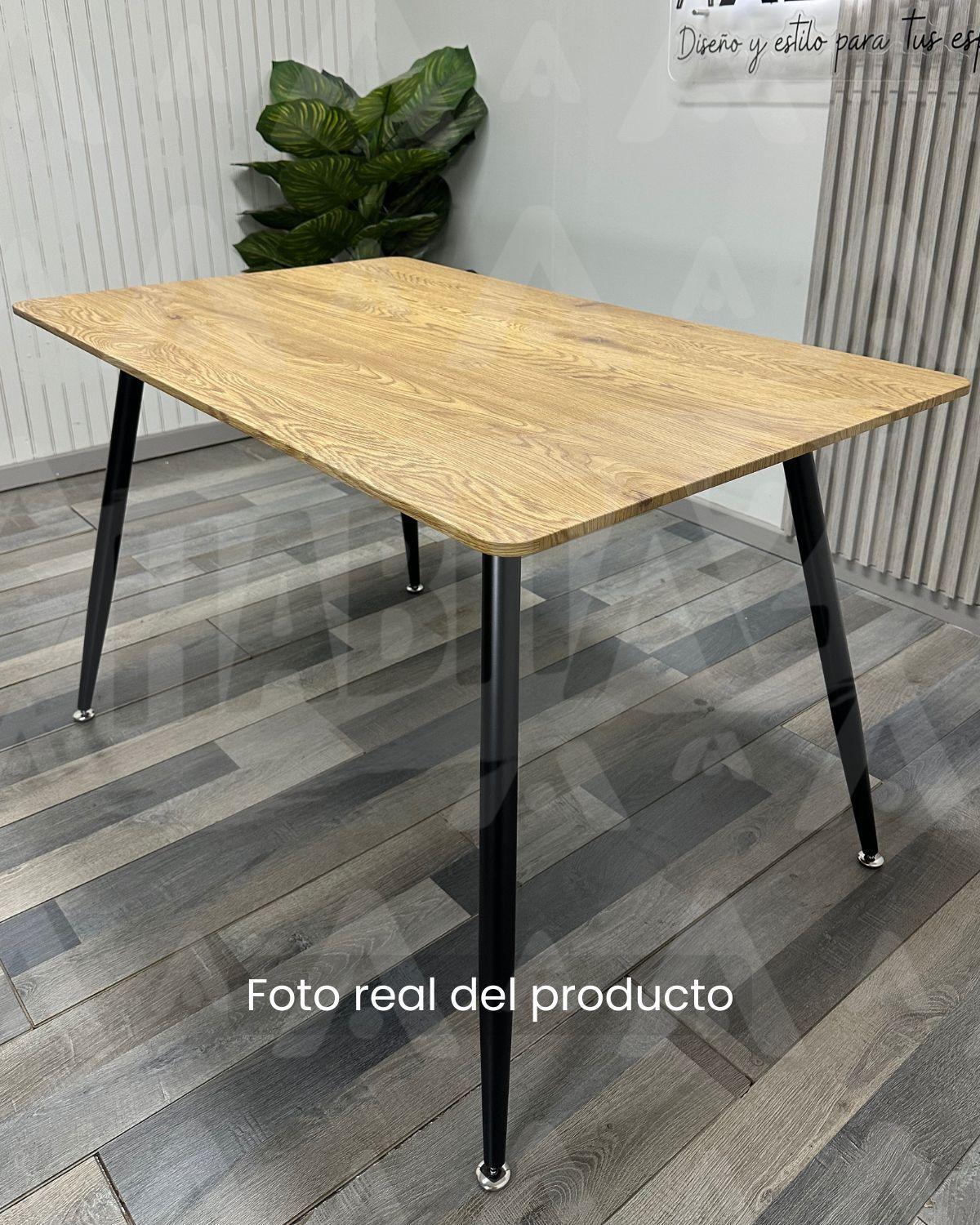 MESA PARA COMEDOR RECTANGULAR PIMA CON PATAS NEGRAS 120X75CM -3