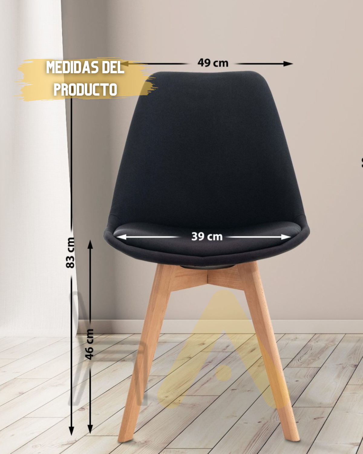 PACK2 SILLAS PARA COMEDOR TULIP ASIENTO ACOLCHADO TAPIZADO EN LINO-4