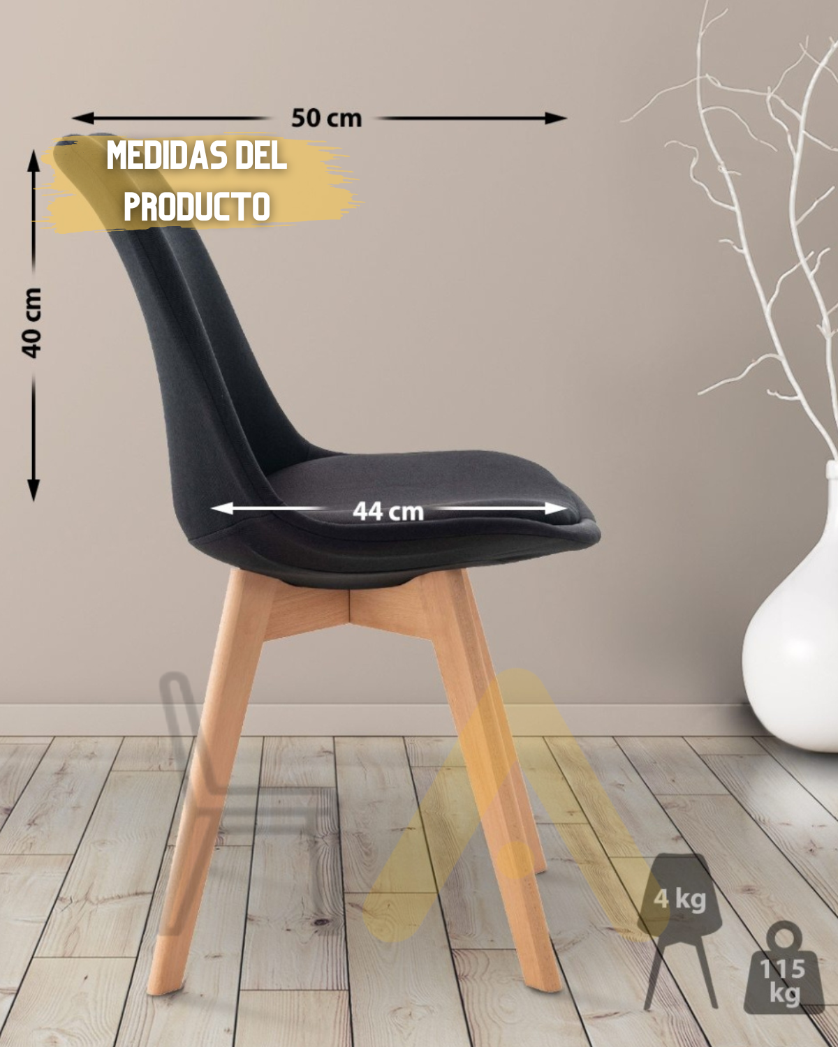 PACK2 SILLAS PARA COMEDOR TULIP ASIENTO ACOLCHADO TAPIZADO EN LINO-5