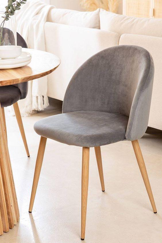 SILLA PARA COMEDOR NORDIC PATAS SIMIL MADERA CON ASIENTO TAPIZADO EN LINO Y DISEÑO DIAMANTE-3