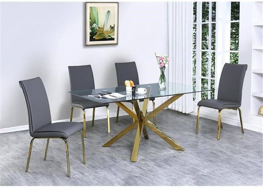 MESA DE VIDRIO RECTANGULAR 140CM MADRID CON ESTRUCTURA DORADA-2