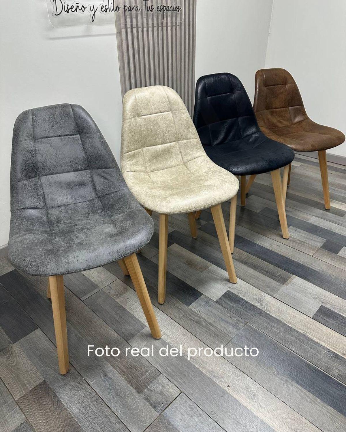 SILLA CAPITONE TAPIZADA GAMUZA ESTRUCTURA MADERA -2