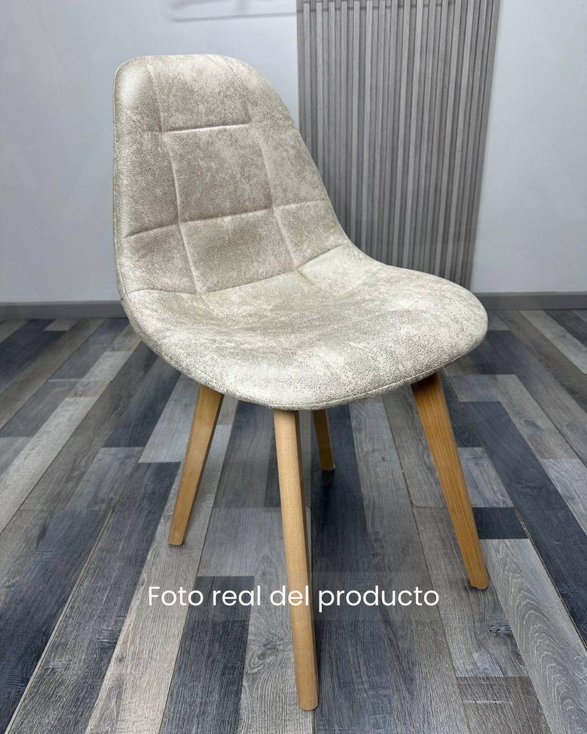 SILLA CAPITONE TAPIZADA GAMUZA ESTRUCTURA MADERA -3