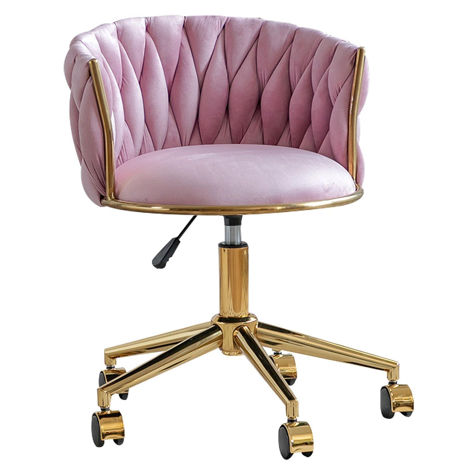 SILLA ESCRITORIO GIRATORIA QUEEN ACOLCHADO DISEÑO TRENZADO COLOR BASE GOLD-0