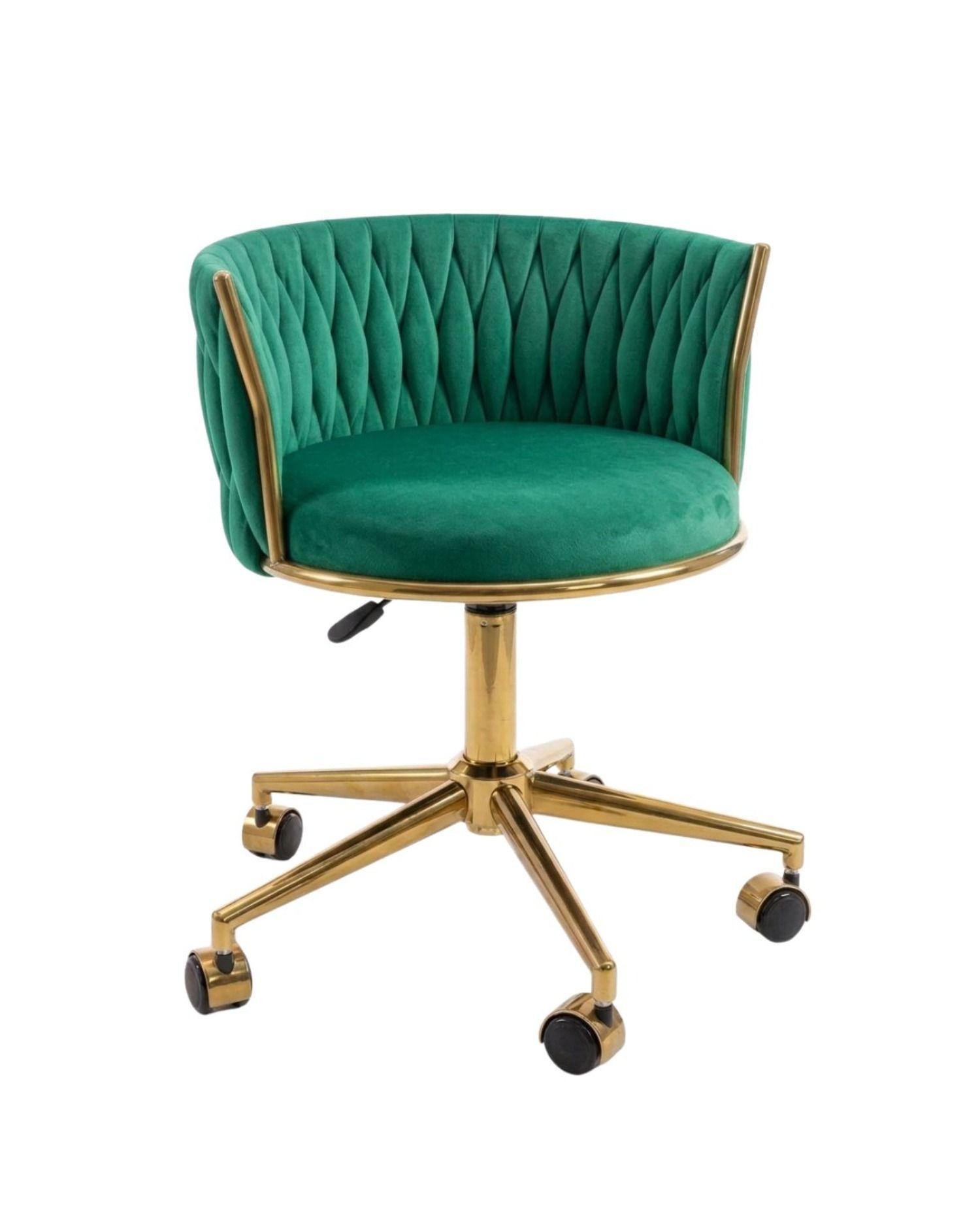 SILLA ESCRITORIO GIRATORIA QUEEN ACOLCHADO DISEÑO TRENZADO COLOR BASE GOLD-0