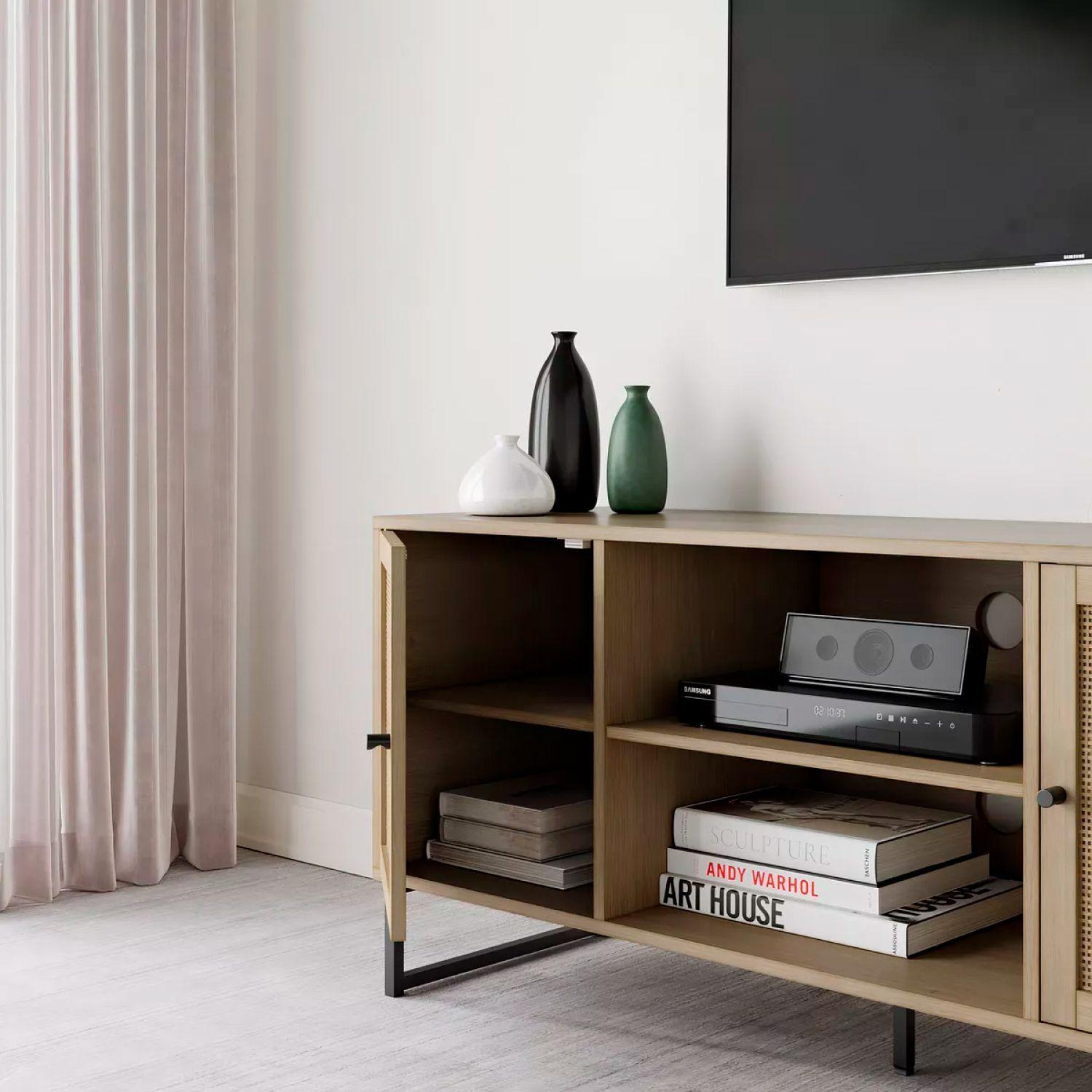RACK PARA TV BUFFET DE RATTAN MESH 2 PUERTAS - NATURAL-3