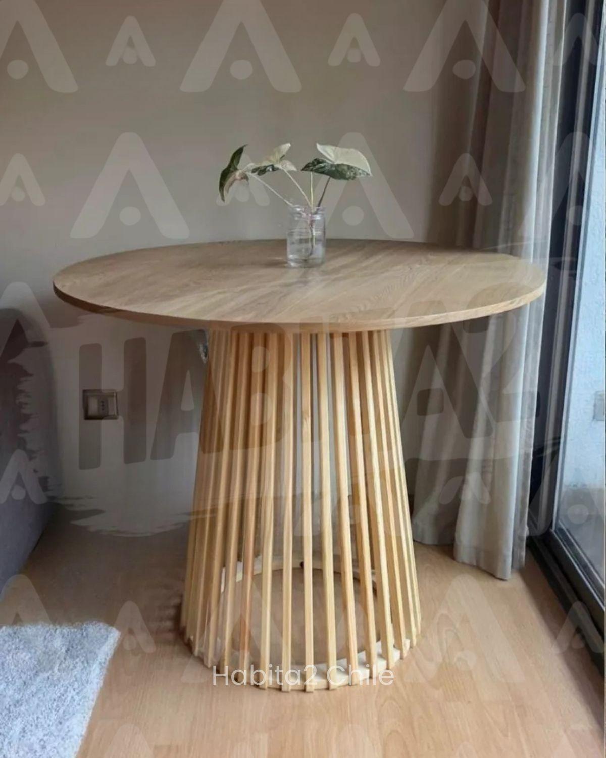 MESA DE COMEDOR 90CM BOHO ELEGANTE BALI CON CUBIERTA DE MADERA FRESNO Y PINO-4