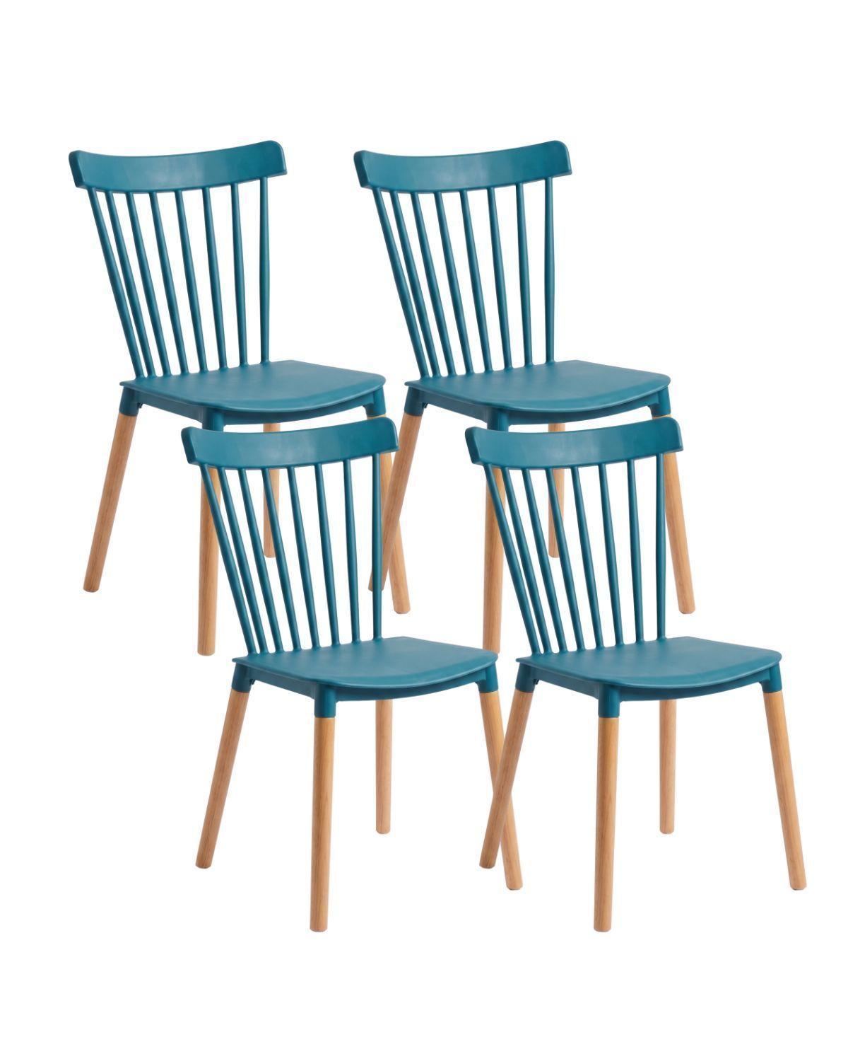 PACK 4 SILLAS WINDSOR DE POLIPROPILENO PARA COMEDOR CON PATAS DE MADERA-0