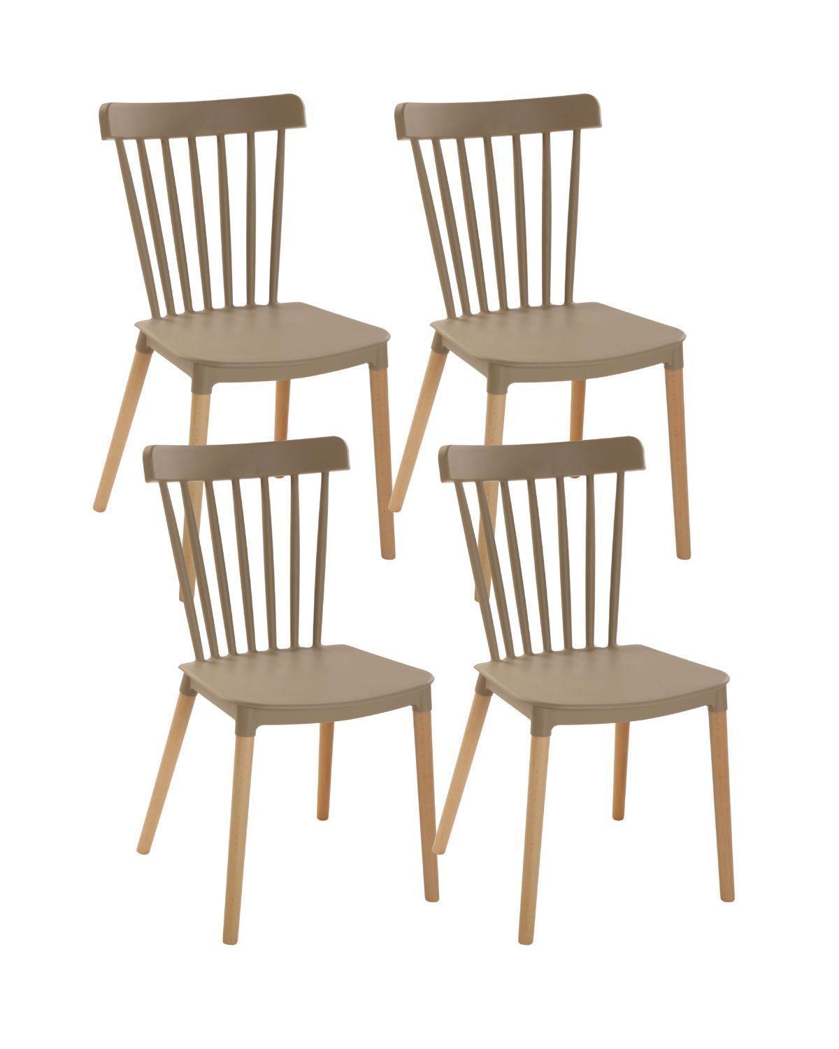 PACK 4 SILLAS WINDSOR DE POLIPROPILENO PARA COMEDOR CON PATAS DE MADERA-0