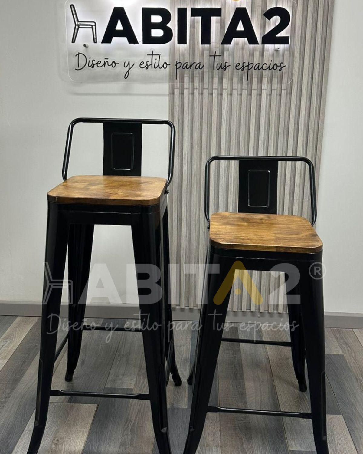 PACK 2 TABURETES O PISOS TOLIX CON ASIENTO DE MADERA 77CM-2