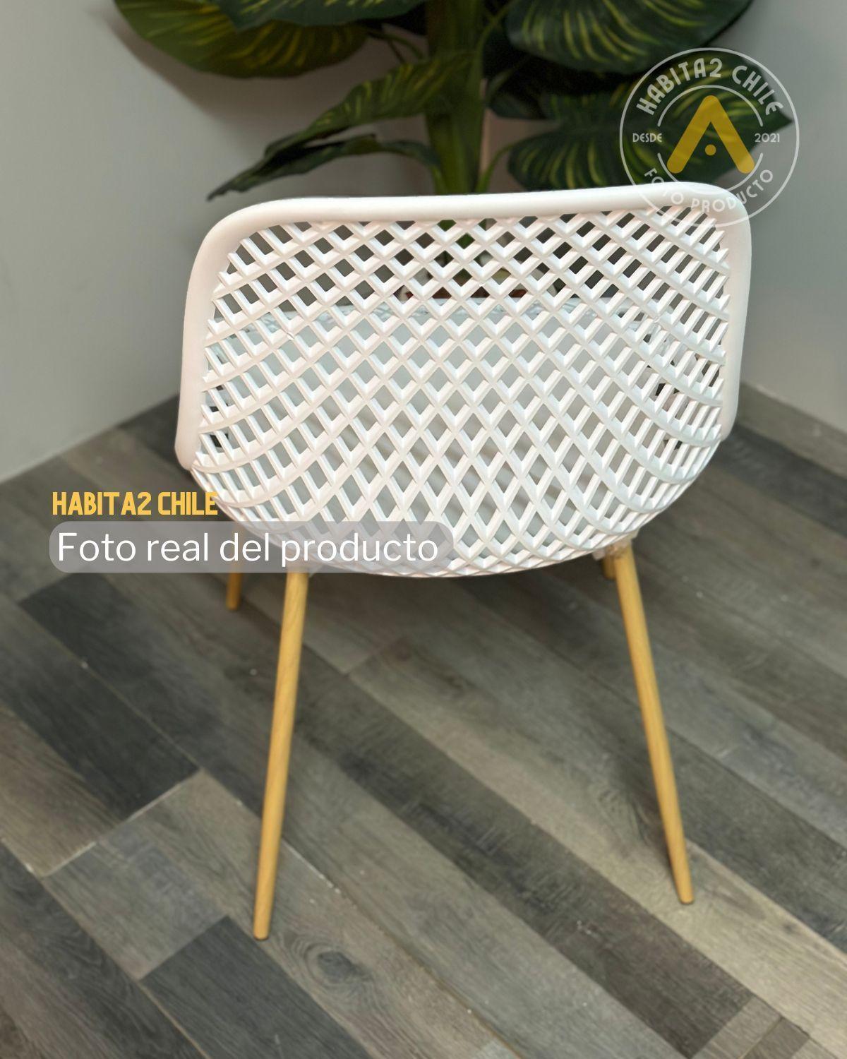 PACK 4 SILLAS PARA COMEDOR O TERRAZA CON ASIENTO PANAL POLIPROPILENO Y PATAS SIMIL MADERA-4