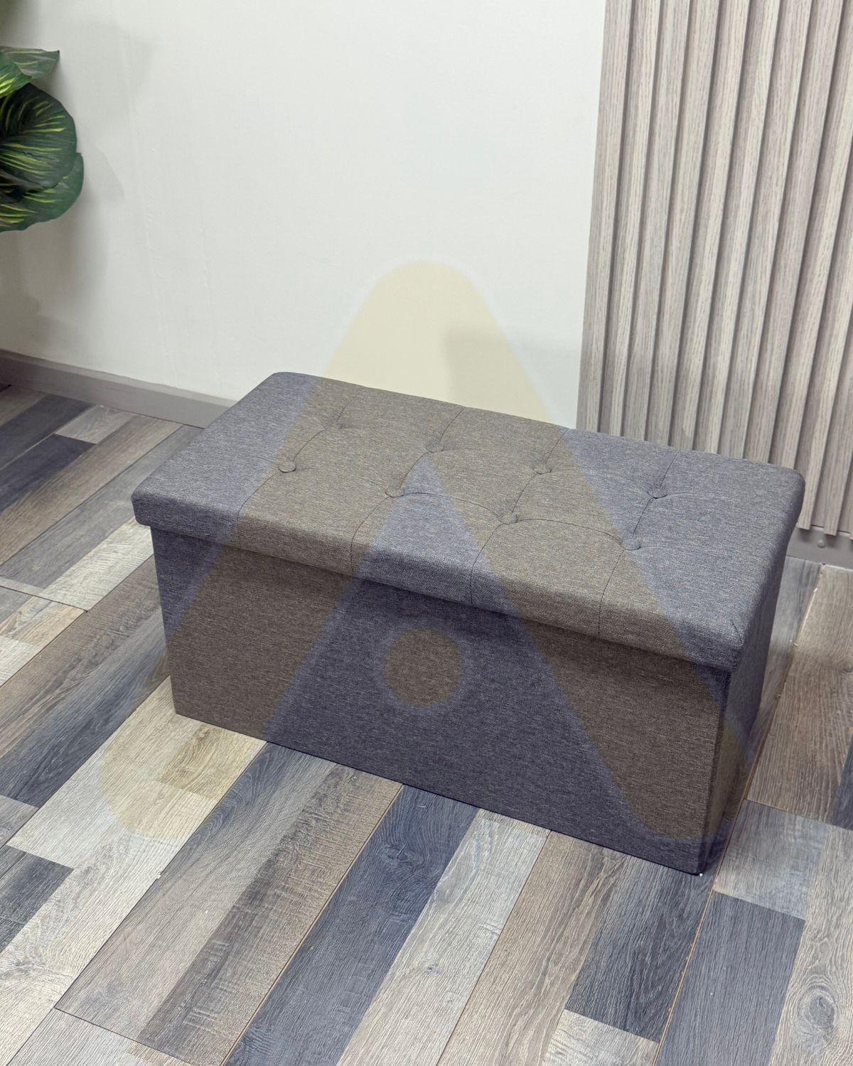 BANQUETA BAUL ORGANIZADOR POUF LINO GRIS-2