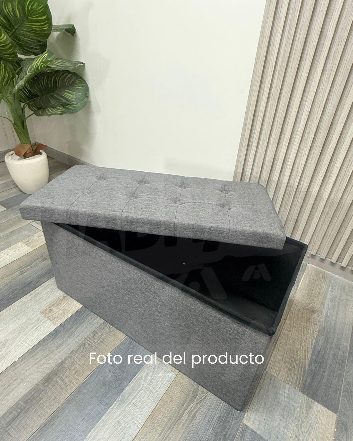 BANQUETA BAUL ORGANIZADOR POUF LINO GRIS-4
