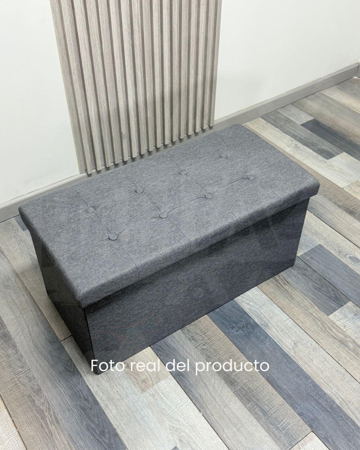 BANQUETA BAUL ORGANIZADOR POUF LINO GRIS-6