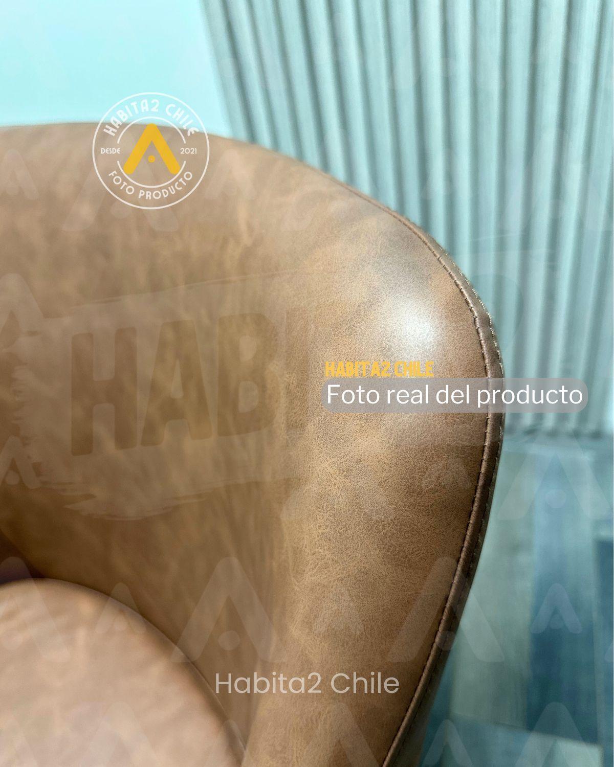 PACK 2 POLTRONAS SITIAL LEAH ASIENTO CUERO SINTETITO CON BASE NEGRA-2