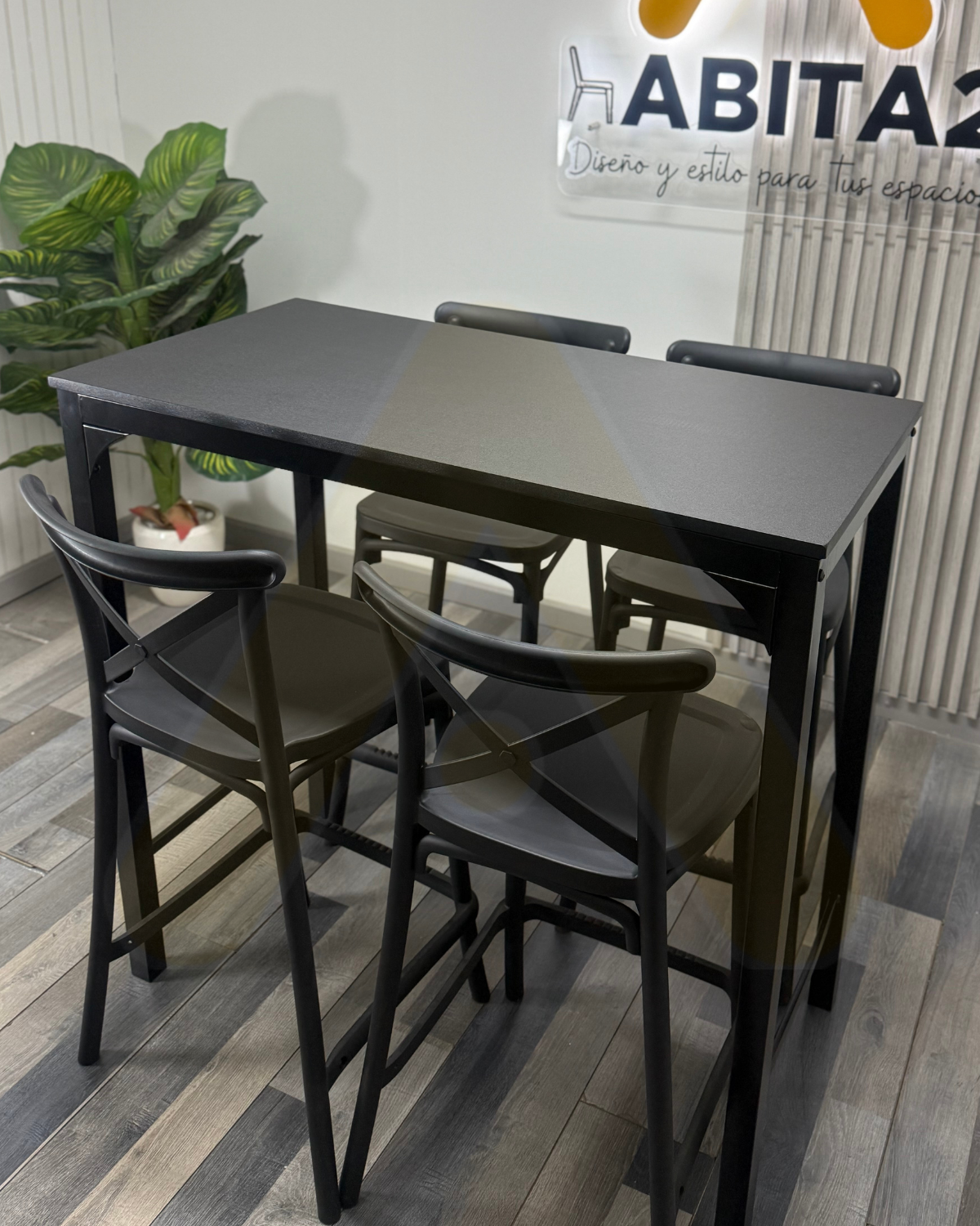 COMEDOR ALTO DANUBIO BLACK 4 TABURETES 65 CM NEGROS-2