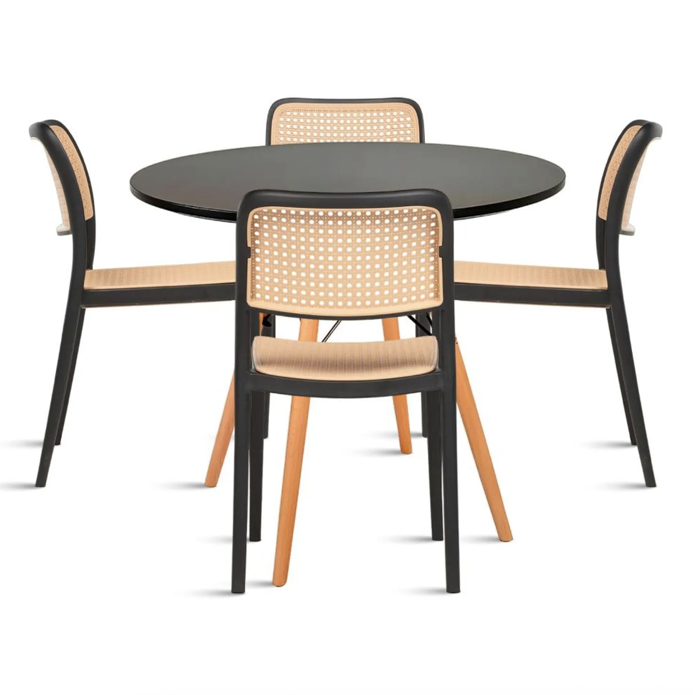 JUEGO DE COMEDOR 4 PUESTOS SILLAS URBAN POLIPROPILENO + MESA EAMES 100CM BASE METAL Y MADERA-2